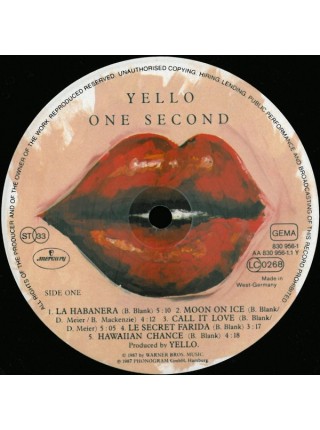 1403560		Yello – One Second	Electronic, Electro, Synth-pop	1987	Vertigo – 830 956-1	EX+/EX+	Germany	Remastered	1987
