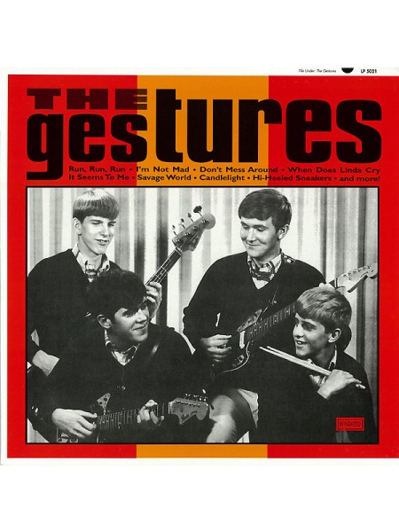 1404909		The Gestures ‎– The Gestures		Garage Rock, Folk Rock	1996	Sundazed Music ‎– LP 5021, Sundazed Music ‎– SUNDAZED LP 5021	S/S	USA	Remastered	1996