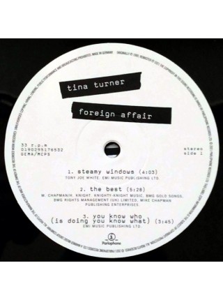 35014716	 	 Tina Turner – Foreign Affair, 2lp	" 	Rock, Pop"	Black, Gatefold	1989	" 	Parlophone – 0190295176532"	S/S	 Europe 	Remastered	16.07.2021