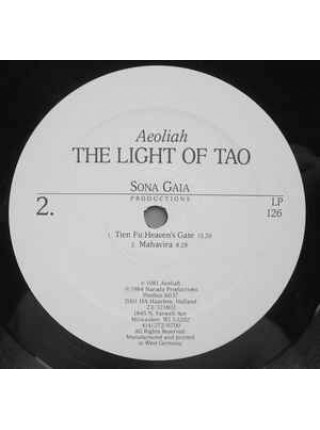 3000120		Aeoliah – The Light Of Tao	"	New Age, Experimental, Ambient"	1984	"	Sona Gaia Productions – LP-126"	EX+/EX+	Germany	Remastered	1984