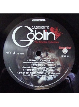 35013876	 Claudio Simonetti's Goblin – The Murder Collection	" 	Italo-Disco, Soundtrack"	Red, Limited	2014	" 	Deep Red – LP DR 001"	S/S	 Europe 	Remastered	07.04.2014