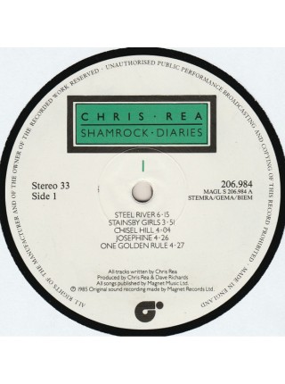 1404946		Chris Rea – Shamrock Diaries		Pop Rock	1988	Magnet – 206.984, Magnet – 206 984, Magnet – 206 984-8	NM/EX+	England	Remastered	1988