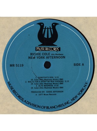 800088	Richie Cole – New York Afternoon (Alto Madness)	"	Soul-Jazz"	1977	"	Muse Records – MR 5119"	EX/EX	USA