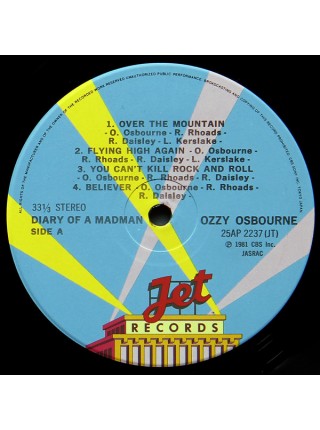 1400698		Ozzy Osbourne – Diary Of A Madman   Вкладка, Obi - копия	Heavy Metal	1981	Jet Records – 25AP 2237	NM/NM	Japan	Remastered	1981