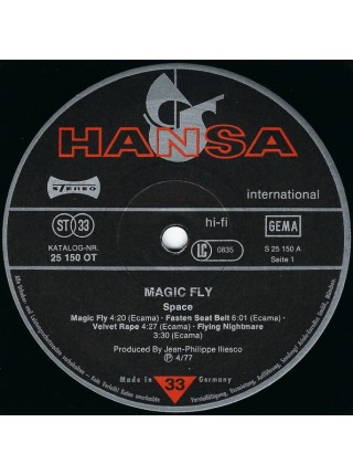 1402817	Space – Magic Fly	Electronic, Disco	1977	Hansa International – 25 150 OT	NM/EX	Germany