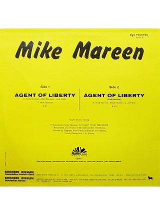 1402824	Mike Mareen ‎– Agent Of Liberty  12", 45 RPM, Picture Disc	Electronic, Italo-Disco	1986	ZYX Records – 5567 P, ZYX Records – ZYX REC 5567 P	NM/EX	Germany