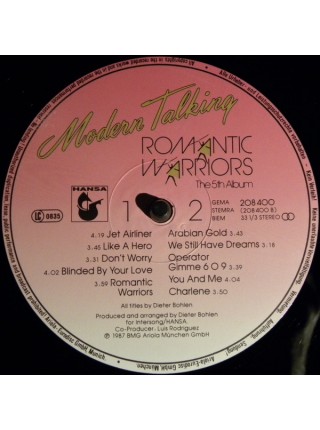 1402838	Modern Talking – Romantic Warriors - The 5th Album	Electronic, Synth-pop, Euro-Disco	1987	Hansa – 208 400, Hansa – 208 400-630	EX/NM	Europe