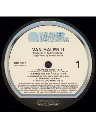 35000073	Van Halen – Van Halen II 	" 	Hard Rock, Classic Rock"	1979	Remastered	2019	" 	Warner Records – RR1 3312, Warner Records – 081227954932"	S/S	 Europe 
