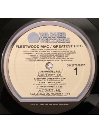 35000056		Fleetwood Mac – Greatest Hits 	" 	Pop Rock, Classic Rock"	Black Vinyl	1988	" 	Warner Records – 081227959357"	S/S	 Europe 	Remastered	2020