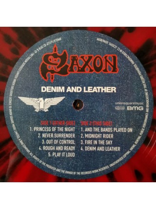 35004366		Saxon - Denim And Leather" 	Heavy Metal"	Red Black Splatter, Limited	1981	" 	BMG – BMGCAT161CLP"	S/S	 Europe 	Remastered	2021