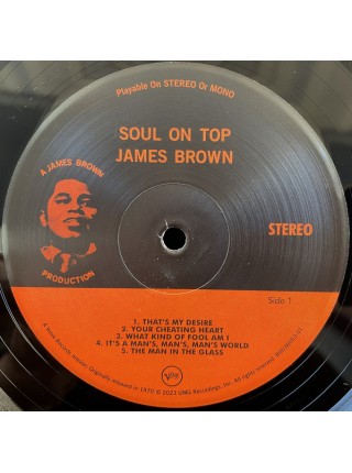 35007232		 James Brown – Soul On Top  (Verve By Request)	" 	Jazz, Funk / Soul"	Black, 180 Gram, Gatefold, Verve By Request Series	1970	" 	Verve Records – B0036053-01"	S/S	 Europe 	Remastered	13.1.2023