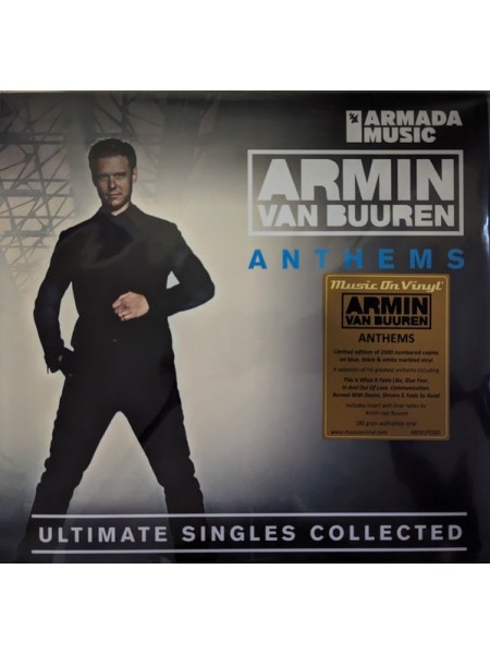 35014488	 Armin van Buuren – Anthems (Ultimate Singles Collected), 2lp	Electronic, Progressive Trance 	Blue Black White Marbled, 180 Gram, Limited	2014	" 	Music On Vinyl – MOVLP3500"	S/S	 Europe 	Remastered	01.12.2023