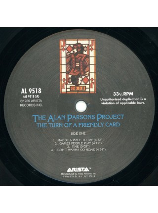 35015088	 	 The Alan Parsons Project – The Turn Of A Friendly Card	" 	Synth-pop, Symphonic Rock"	Black, 180 Gram	1980	" 	Speakers Corner Records – AL 9518"	S/S	 Europe 	Remastered	07.01.2005