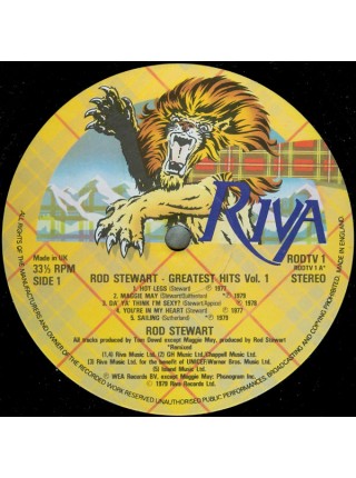 1403847		Rod Stewart – Greatest Hits Vol. 1	Pop Rock, Classic Rock	1979	Riva – ROD TV 1, Riva – RODTV 1	EX/EX	England	Remastered	1979