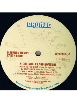 1403798		Manfred Mann's Earth Band ‎– Nightingales & Bombers	Hard Rock, Prog Rock	1975	Bronze – ILPS 9337	EX+/EX	England	Remastered	1975