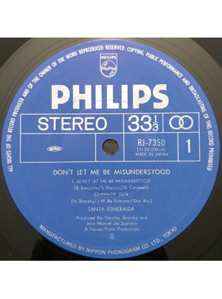 1403817		Santa Esmeralda – Don't Let Me Be Misunderstood	Funk/Soul,  Disco	1978	Philips – RJ-7350	NM/NM	Japan	Remastered	1978