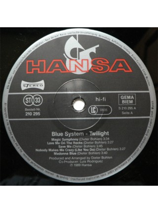 1401835		Blue System – Twilight	Electronic, Synth-Pop, Disco	1989	Hansa – 210 295	NM/NM	Europe	Remastered	1989
