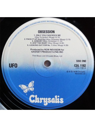 1401839		UFO – Obsession	Hard Rock, Classic Rock	1978	Chrysalis – CDL 1182	NM/NM	England	Remastered	1978