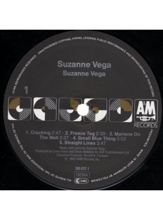 1402588		Suzanne Vega ‎– Suzanne Vega	Electronic Synth-Pop Folk Rock	1985	A&M Records – 395 072-1	EX/EX	Germany	Remastered	1985
