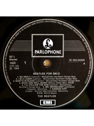 1402607		The Beatles – Beatles For Sale  	Pop Rock, Beat, Rock & Roll	1964	 Parlophone – 3C 062-04200, EMI Electrola – 1C 198-53 166, Odeon – 1C 198-53 166	NM/NM	Sweden	Remastered	1978