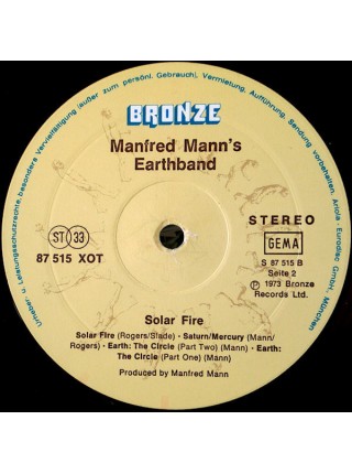 1402617		Manfred Mann's Earth Band – Solar Fire 	Prog Rock	1973	Bronze – 87 515 XOT	EX/EX	Germany	Remastered	1974