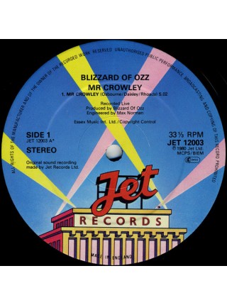 1402964	Ozzy Osbourne - Blizzard Of Ozz – Mr Crowley   12", 33 ⅓ RPM, Single	Hard Rock, Heavy Metal	1980	Jet Records – JET 12003	NM/EX+	England