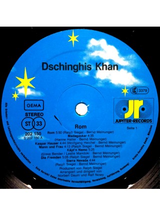 1403861		Dschinghis Khan – Rom	Disco	1980	Jupiter Records – 202 150	NM/NM	Germany	Remastered	1980