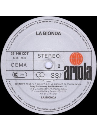 1403862		La Bionda – La Bionda	Disco, Funk/Soul	1978	Ariola – 26 146 XOT	EX+/EX+	Germany	Remastered	1978