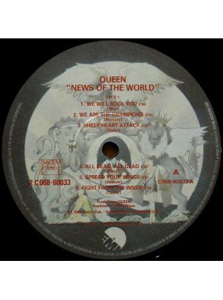 1403909		Queen ‎– News Of The World	Hard Rock, Arena Rock	1977	EMI – 2C 068 60033	EX+/EX+	France	Remastered	1977