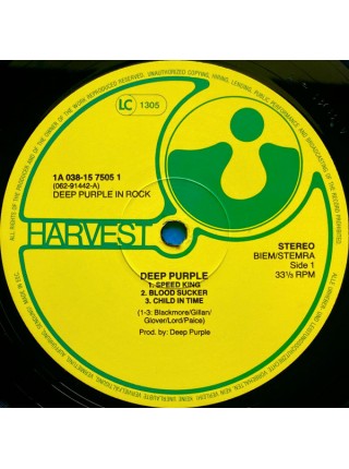 1403889		Deep Purple ‎– In Rock 	Hard Rock	1971	Harvest – 038 1575051, Harvest – 1A 038-15 7505 1, Fame – 1A 038 1575051	NM/NM	Europe	Remastered	####