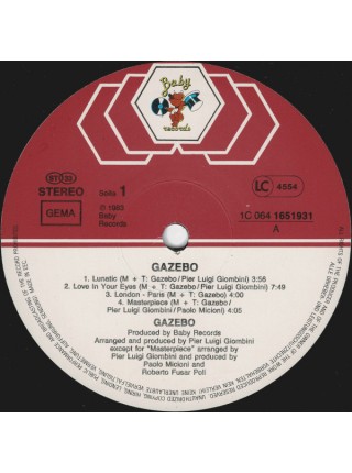1403897		Gazebo – Gazebo	Electronic, Itallo-Disco, Synth-Pop	1984	Baby Records – 1C 064 1651931, EMI Electrola – 1C 064 1651931	NM/NM	Germany	Remastered	1984