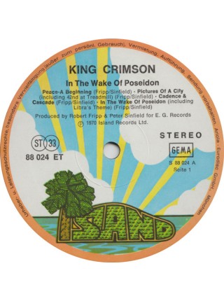 1401040	King Crimson – In The Wake Of Poseidon  (Re 1974)	1970	 Island Records – 88 024 ET	EX/NM	Germany