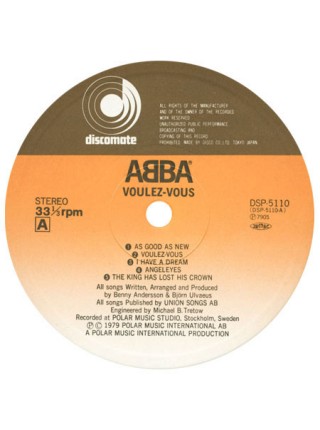 1200283	ABBA  – Voulez-Vous, 2 вкл	Europop, Synth-pop, Disco	1979	"	Discomate – DSP-5110"	NM/NM	Japan