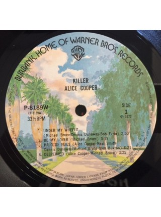 1400019	Alice Cooper – Killer  Obi - копия	1972	Warner Bros. Records P-8189W	EX/EX	Japan