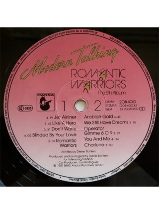 1401339	Modern Talking – Romantic Warriors - The 5th Album (есть царапинка)		1987	Hansa – 208 400, Hansa – 208 400-630	EX/NM	Germany