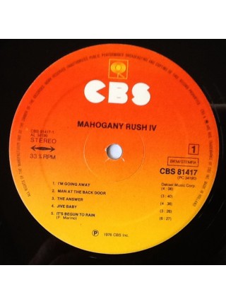 1401369		Mahogany Rush ‎– Mahogany Rush IV	Hard Rock	1976	CBS - CBS 81417	EX/EX	Holland	Remastered	1976