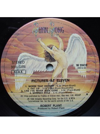 1403437	Robert Plant ‎– Pictures At Eleven	Pop Rock, Classic Rock	1982	Swan Song – W 59418	NM/EX	Italy