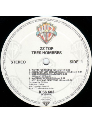 1403444	ZZ Top ‎– Tres Hombres  (Re 1983)	Blues Rock, Hard Rock, Pop Rock	1973	Warner Bros. Records – WB 56 603, Warner Bros. Records – K 56 603, Warner Bros. Records – BSK 3270	NM/NM	Europe
