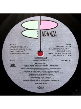 1403468	Robert Plant ‎– Shaken 'N' Stirred	Pop Rock, Synth-Pop	1985	Es Paranza Records – 790 265-1	EX+/NM-	Europe