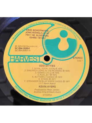 1402254	Kevin Ayers ‎– Odd Ditties	Prog Rock	1975	Harvest ‎– 5C 054-05954	NM/EX	Netherlands