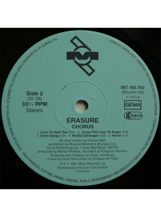5000190	Erasure – Chorus	"	Synth-pop"	1991	"	Mute – INT 192.742, Mute – STUMM 95"	EX/NM	Germany	Remastered	1991