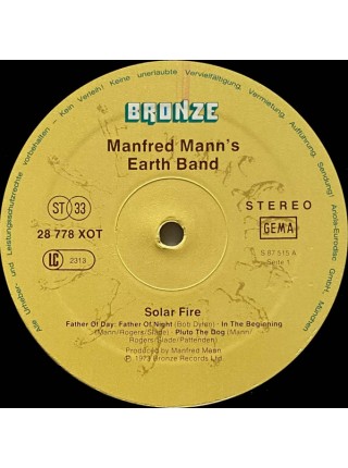 1403929		Manfred Mann's Earth Band – Solar Fire	  Prog Rock	1973	Bronze – 28 778 XOT	EX+/EX	Germany	Remastered	1978