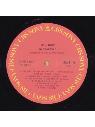 1403945		Jo Stafford – Jo + Jazz, no OBI	Jazz, Swing, Vocal	1960	CBS/Sony – 20AP 1450	NM/NM	Japan	Remastered	1979