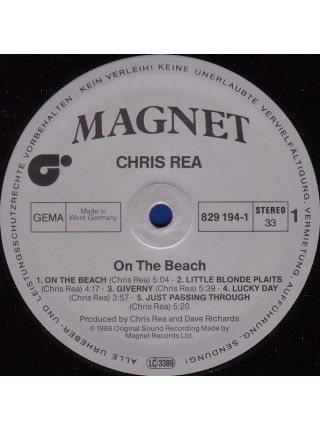 1403959		Chris Rea – On The Beach	Pop Rock	1986	Magnet – 829 194-1	EX+/NM	Germany	Remastered	1986