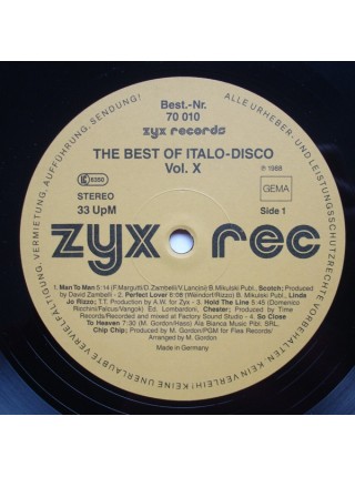 500493	Various – The Best Of Italo-Disco Vol. 10	1988	ZYX Records – 70 010	EX/EX	Germany
