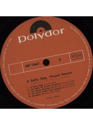 1400746		Procol Harum ‎– A Salty Dog   (no OBI)	Prog Rock	1969	Polydor – MP-1467	EX/NM	Japan	Remastered	1969