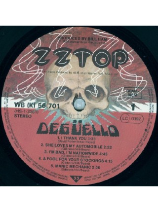 1402634	ZZ Top ‎– Degüello  (Re unknown)	Blues Rock	1979	Warner Bros. Records – WB 56 701, Warner Bros. Records – HS 3361	NM/NM	Germany