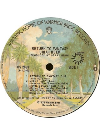 1402974		Uriah Heep – Return To Fantasy	Hard Rock	1975	Warner Bros. Records – BS 2869, Bronze – BS 2869	EX/EX	USA	Remastered	1975