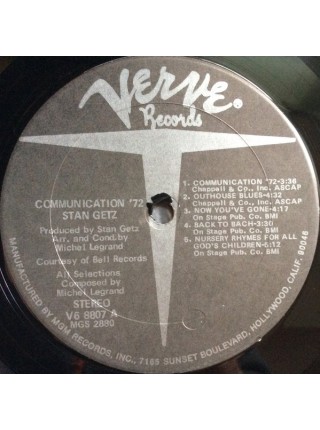 1404973		Stan Getz – Communications '72		Cool Jazz, Avant-garde Jazz 	1972	Verve Records – V6-8807	EX+/EX+	USA	Remastered	1972