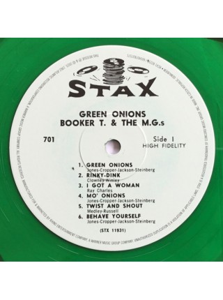 35003511	 Booker T. & The M.G.s – Green Onions (Mono) (coloured) 	" 	Rhythm & Blues, Soul"	1962	" 	Rhino Records (2) – RCV1 82255 / 603497837571, Stax – 701"	S/S	 Europe 	Remastered	2023